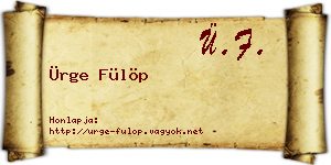 Ürge Fülöp névjegykártya